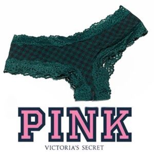 PINK Victoria's Secret Green Lace Trim Panties - Med P167